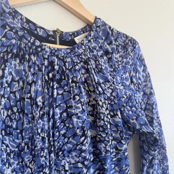 Whistles Bella Silk Dress Blue Multipetal Kate Middleton Size 4 - Picture 7 of 9